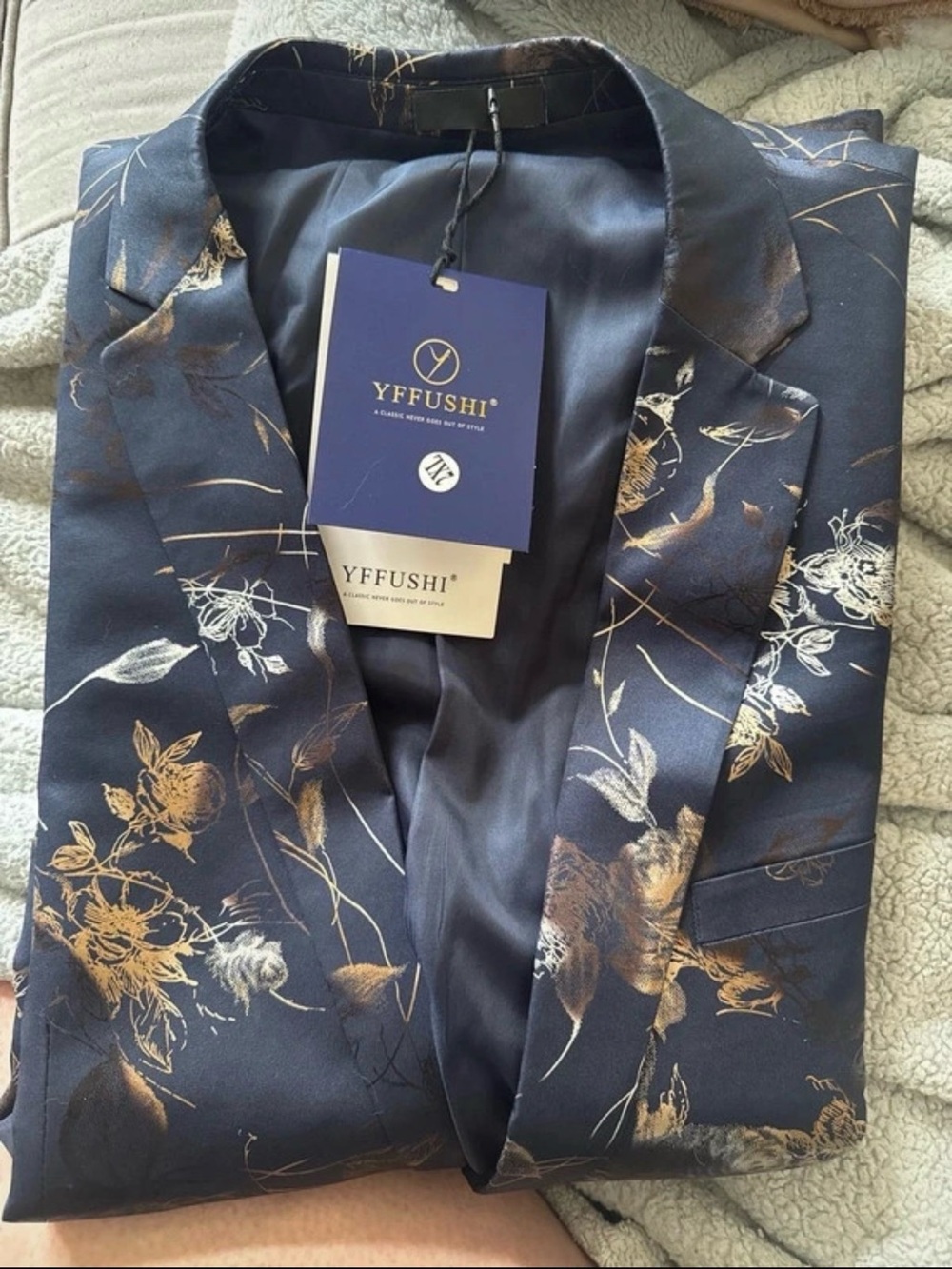 Men's Navy Blue Floral Blazer